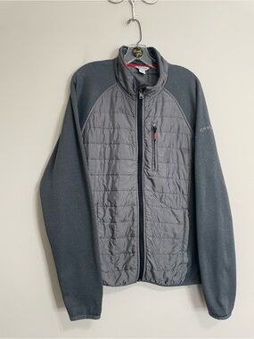 Orvis Men's Charcoal Quilted Front Fleece Jacket Size Large